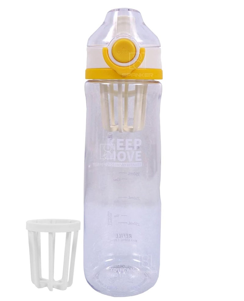Spanker Sporty Motivational Leakproof Water Bottle 650 ML BPA Free Fitness Sports Water Bottle White SSTP - Image 1
