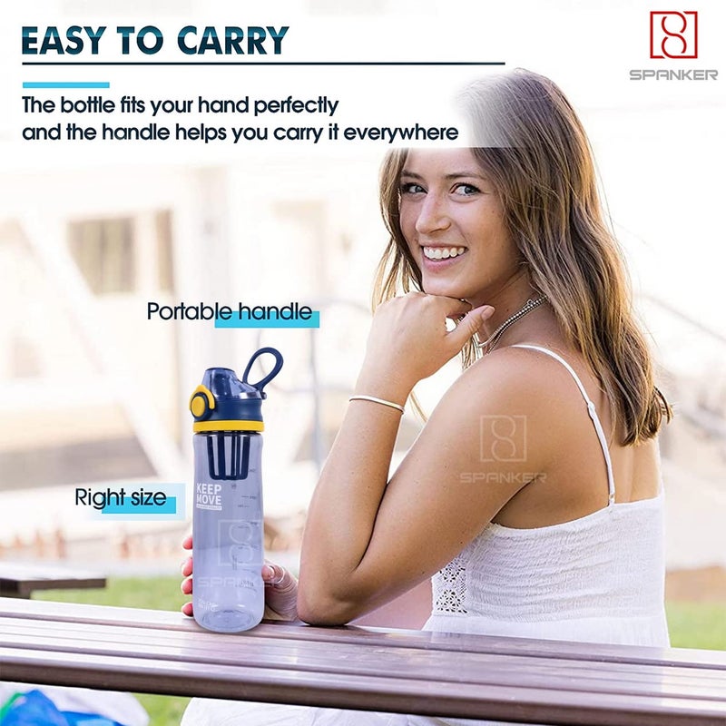 Spanker Sporty Motivational Leakproof Water Bottle 650 ML BPA Free Fitness Sports Water Bottle White SSTP - Image 4