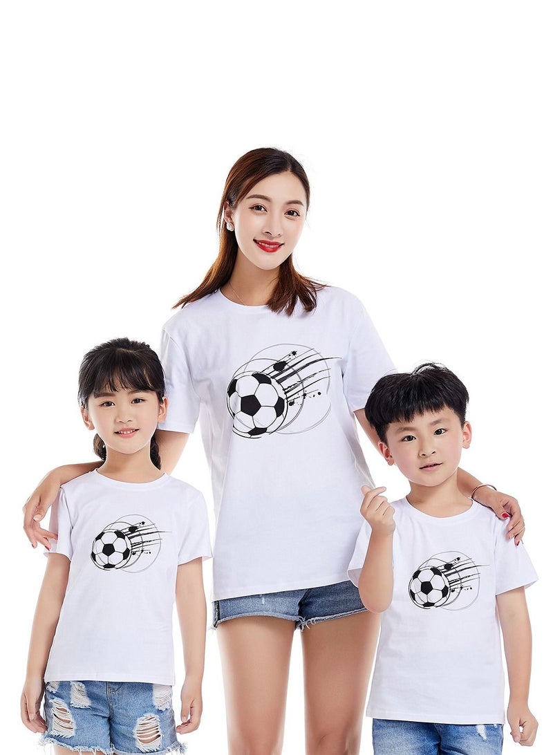 Loquat Unisex Family Couple Parent-Child clothing Football Pattern T-shirt White - Image 1