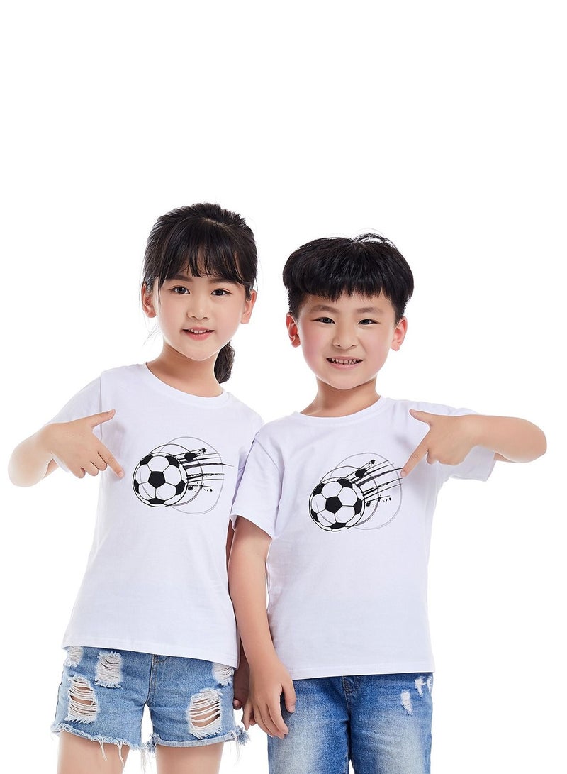 Loquat Unisex Family Couple Parent-Child clothing Football Pattern T-shirt White - Image 2