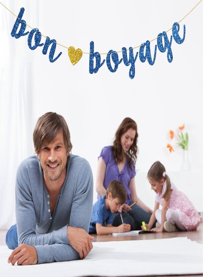 INNORU Bon Voyage Banner, Moving Away, Going Away, Graduation, Retirement, Travel Theme Party Decorations, Navy Blue Glitter - Image 4