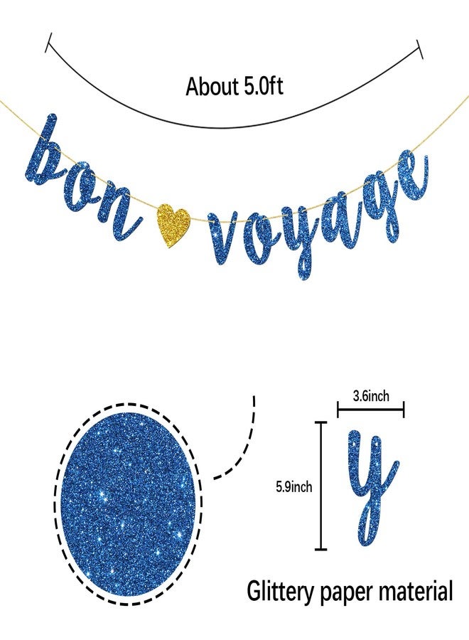 INNORU Bon Voyage Banner, Moving Away, Going Away, Graduation, Retirement, Travel Theme Party Decorations, Navy Blue Glitter - Image 2
