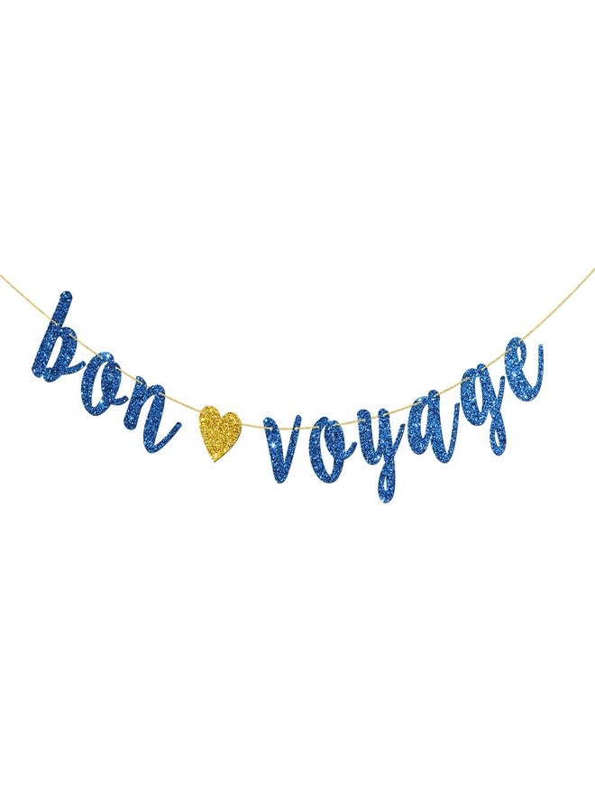 INNORU Bon Voyage Banner, Moving Away, Going Away, Graduation, Retirement, Travel Theme Party Decorations, Navy Blue Glitter - Image 1