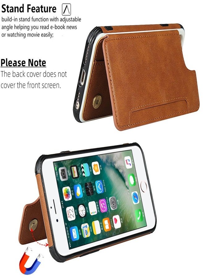 iCoverCase Compatible with iPhone 8 Plus/7 Plus/6s Plus/6 Plus Wallet Case with Card Holder and Wrist Strap PU Leather Phone Case 5.5 Inch (Khaki) - Image 3