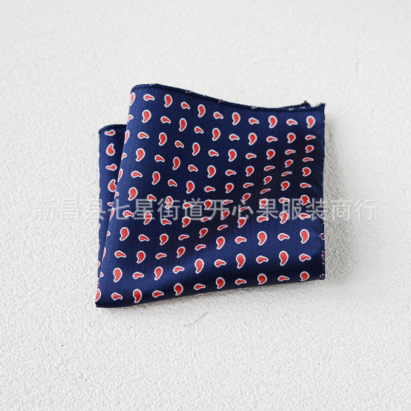 Men'S Suit Small Square Scarf Factory Fashion Polyester Fashion Accessories Vintage Embroidery Pattern Pocket Towel Men'S Clothing - Image 1