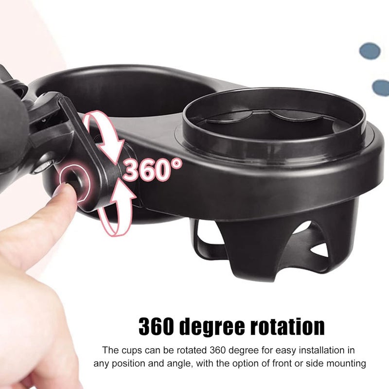comfrt Stroller Cup Holder, Multifunction Double Universal Stroller Water Bottle Holder for Water Bottle Mobile Phones Stroller Cup Holder - Image 2