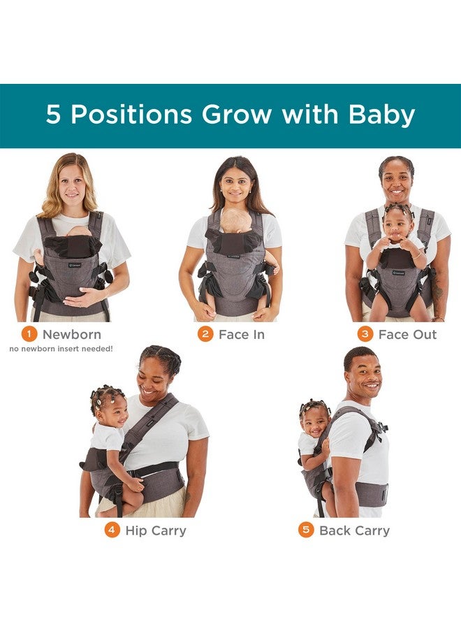 Contours Baby Carrier Newborn to Toddler | Journey 5 Position Convertible Easy-to-Use Baby Carrier with Pockets for Men and Women, Face in, Face Out, Front, Back & Hip (8-45 lbs) - Carbon Gray - Image 2