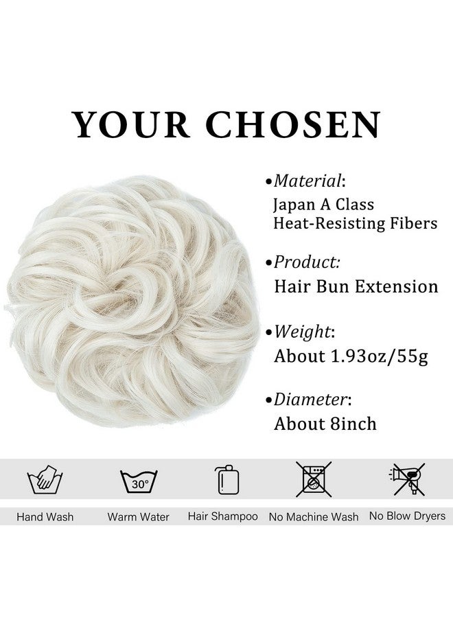 برافراجيا قطع شعر على شكل كعكة فوضوية، وصلات شعر مجعدة ومموجة، وصلات شعر صناعية على شكل كعكة، وصلات شعر ذيل حصان، وصلات شعر سميكة للنساء والفتيات - أشقر بلاتيني (قطعة واحدة) - Image 2