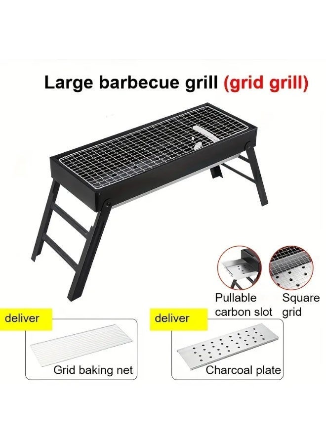 Foldable Charcoal BBQ Grill Portable Barbecue Grill For Outdoor Household Camping Grill Black - Image 3