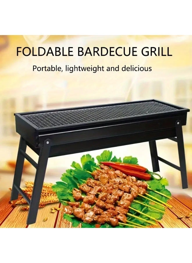 Foldable Charcoal BBQ Grill Portable Barbecue Grill For Outdoor Household Camping Grill Black - Image 2