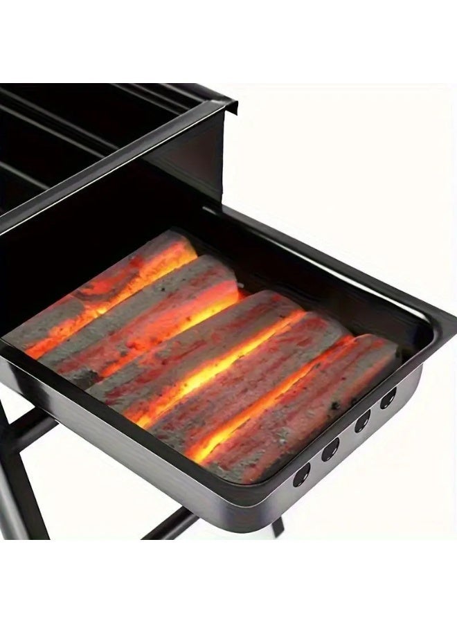 Foldable Charcoal BBQ Grill Portable Barbecue Grill For Outdoor Household Camping Grill Black - Image 5