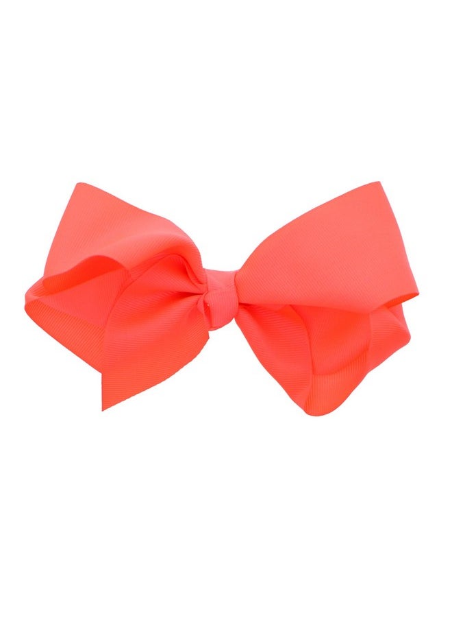 Motique Accessories 5.5 Inch Grosgrain Hair Bow Clip For Woman And Girls (Neon Orange)  - Image 1