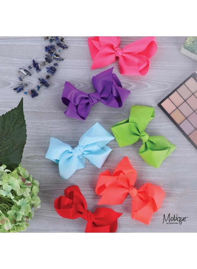 Motique Accessories 5.5 Inch Grosgrain Hair Bow Clip For Woman And Girls (Neon Orange)  - Image 3