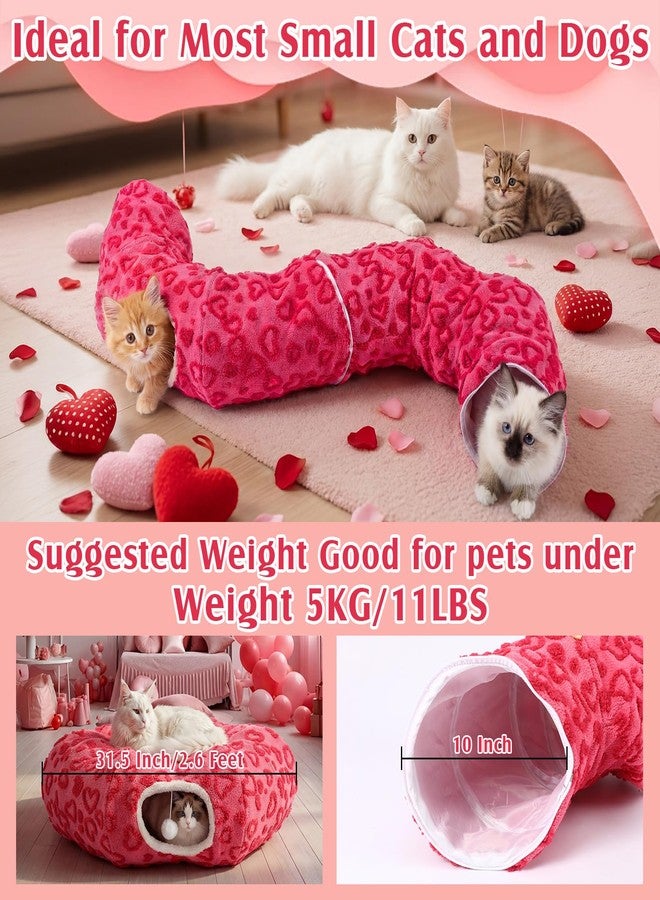 Novabright Valentines Day Cat Tunnel Bed 2.6ft x 2.6ft x 10in Pet Donut Tunnel Foldable Pet Cave Toy Valentine Style with Heart Patterns for Indoor Cats for Small Animals Kitten - Image 2