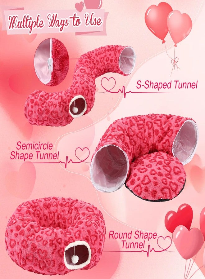 Novabright Valentines Day Cat Tunnel Bed 2.6ft x 2.6ft x 10in Pet Donut Tunnel Foldable Pet Cave Toy Valentine Style with Heart Patterns for Indoor Cats for Small Animals Kitten - Image 3