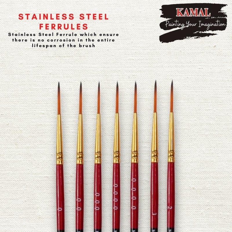 Kamal مجموعة فرش طلاء أكريليك KAMAL مع دفتر رسم A5 - مجموعة من 7 فرش خط مع دفتر رسم A5 بوزن 140 جرام - للتخطيط، الطلاء، الرسم - ألوان زيتية، أكريليك، مائية، ملصقات - Image 5