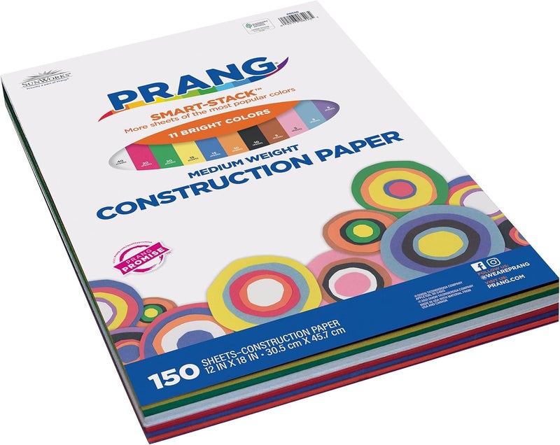 Prang (Formerly SunWorks) Smart-Stack Construction Paper, 11 Assorted Colors, 12" x 18", 150 Sheets - Image 2