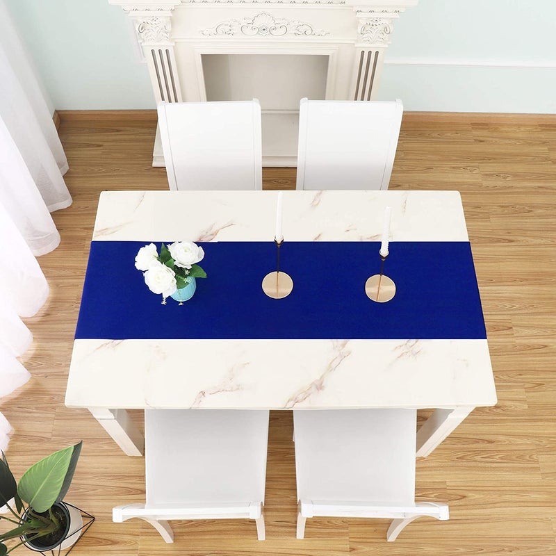 E - Ezra EEZRA Table Runner 13x72 Inch Solid Color Raw Silk Decorative Cloth Handcrafted for Wedding Party Birthday Graduations Hotel Restaurant Banquet Catering Services Event Blue - Image 2
