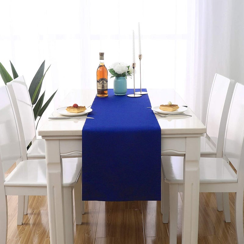 E - Ezra EEZRA Table Runner 13x72 Inch Solid Color Raw Silk Decorative Cloth Handcrafted for Wedding Party Birthday Graduations Hotel Restaurant Banquet Catering Services Event Blue - Image 3