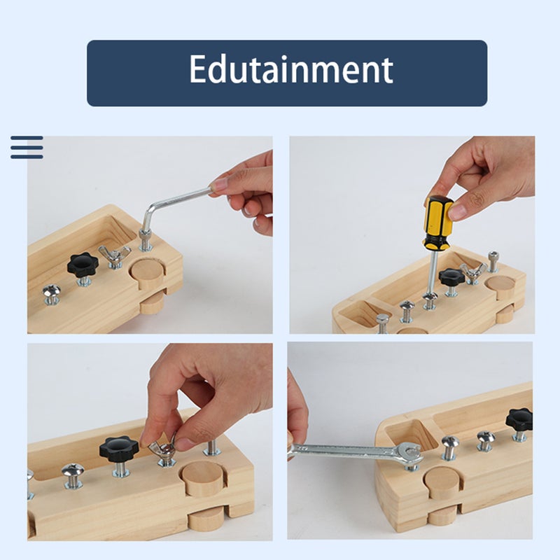 Montessori Screw Driver Board for Kids Basic Skills Educational Learning Toys Fine Motor Skills Sensory Toy Busy Bus Screw Sorter Game Wooden Toy for 3 Years + - Image 4