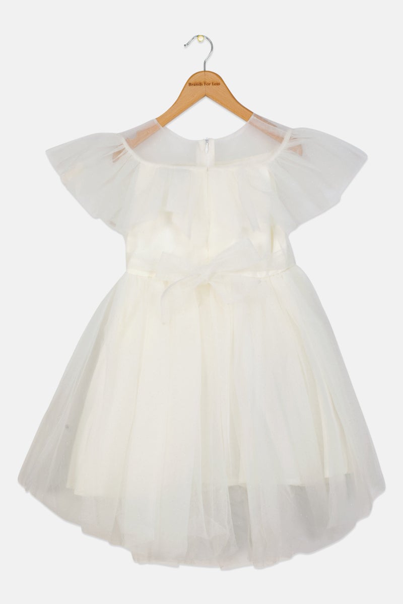 Lunamoon Kids Girl Floral Print Party Dress, White  - Image 2