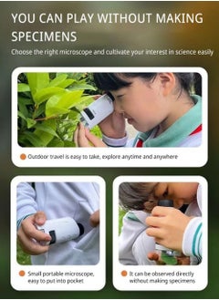Rock Pow Mini Pocket Microscope Kit 60 To120x Portable Laboratory Microscope With LED Light For Kids Science Experiment Utensils  - Image 4