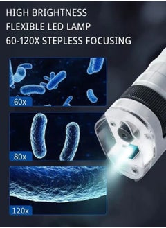 Rock Pow Mini Pocket Microscope Kit 60 To120x Portable Laboratory Microscope With LED Light For Kids Science Experiment Utensils  - Image 2