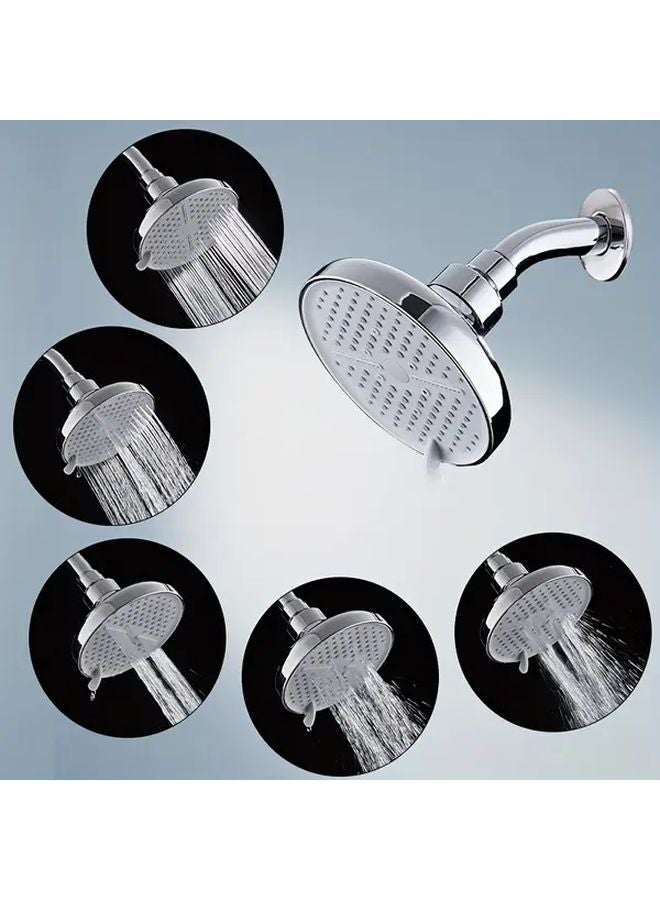 5 Inch High Pressure Rain Shower Head 5 Settings Adjustable Swivel Ball Joint - Image 3