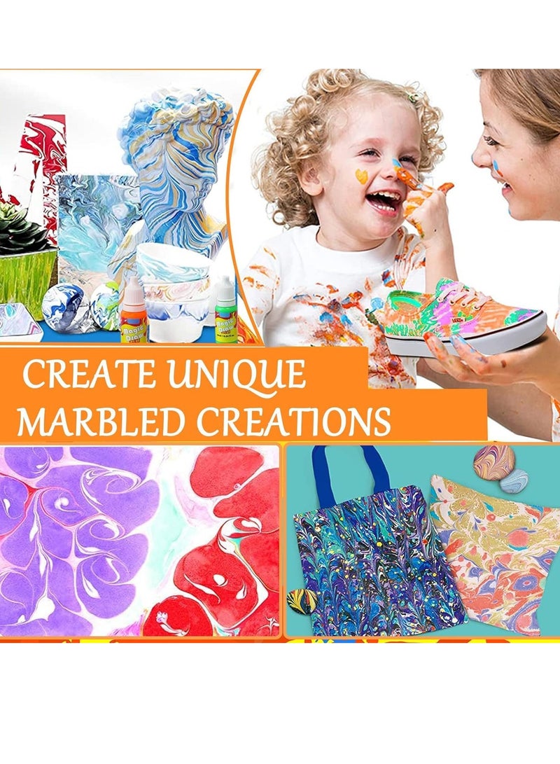 SYOSI Water Marbling Paint Art Kit for Kids 12 Colours Water Art Paint Set Non-Toxic Painting on Water Creative Arts and Crafts for Girls Boys Ages 6-12 Craft Kits Art Set A5 Size - Image 2