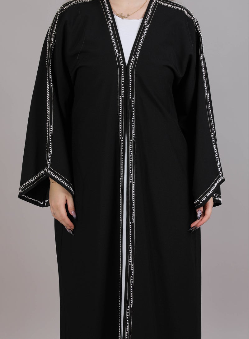 MSquare Fashion MSquare Fashion Black Thread Work Abaya  - Image 3