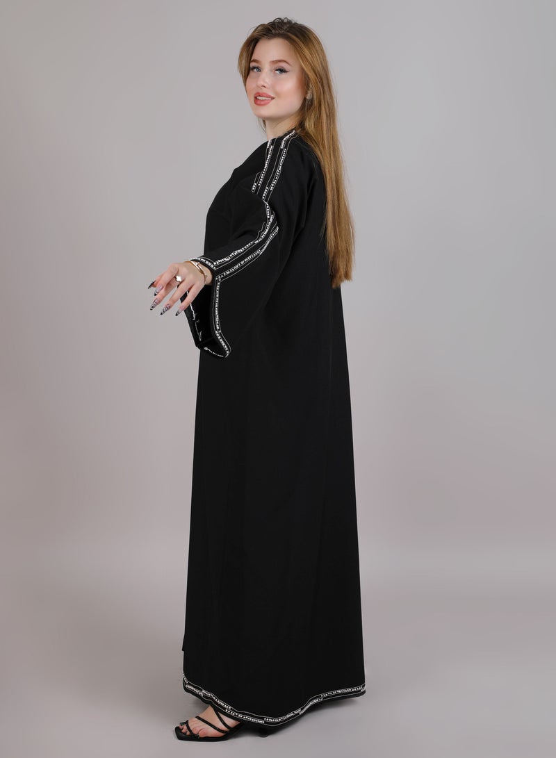 MSquare Fashion MSquare Fashion Black Thread Work Abaya  - Image 2