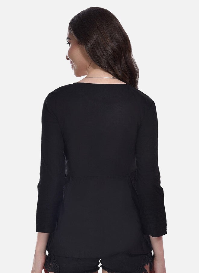 FIMS عبوة من 2 بلوزات قطنية مزخرفة هندسياً بتصميم بيبلوم - Image 4