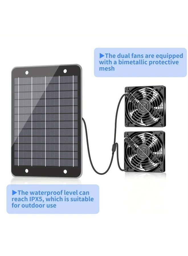 9W Solar Powered Fan Set Low Noise Ventilation System For Shed Coop Greenhouse - Image 2