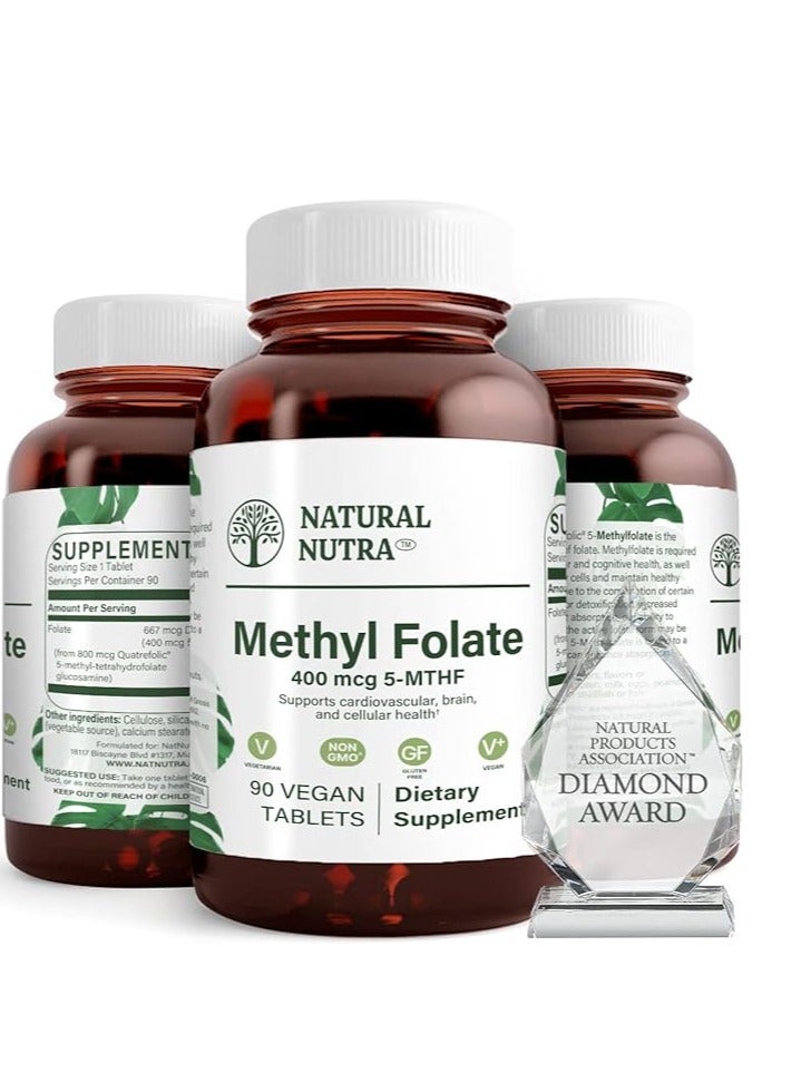 مكمل حمض الفوليك الميثيل مع الكواتر فوليك، يساعد على صحة الدماغ، وتحسين صحة القلب، 90 قرصًا