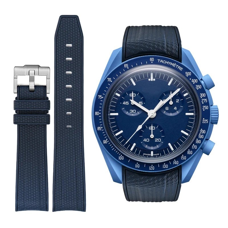 Bluejw Curved Rubber Replacement Band for Omega X Swatch Speedmaster – 20mm Luxury Silicone Watch Strap to Replace the Watch Strap - Image 1