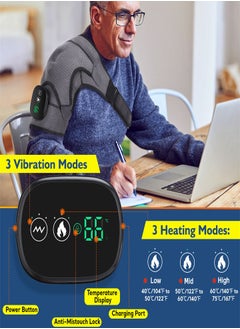 Joshberg Wireless 3 in 1 Electric Shoulder Heating Pad, Heated Shoulder Straps with LED Display, 3 Level Support Braces, Relieve Arthritis Joint Injury Pain, Healthy Relaxation (Gray)  - Image 4