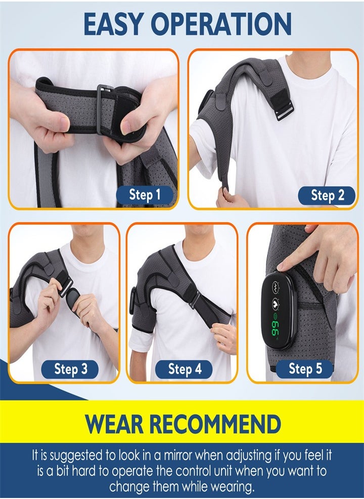 Joshberg - Wireless 3 in 1 Electric Shoulder Heating Pad, Heated Shoulder Straps with LED Display, 3 Level Support Braces, Relieve Arthritis Joint Injury Pain, Healthy Relaxation (Gray) - Image 1