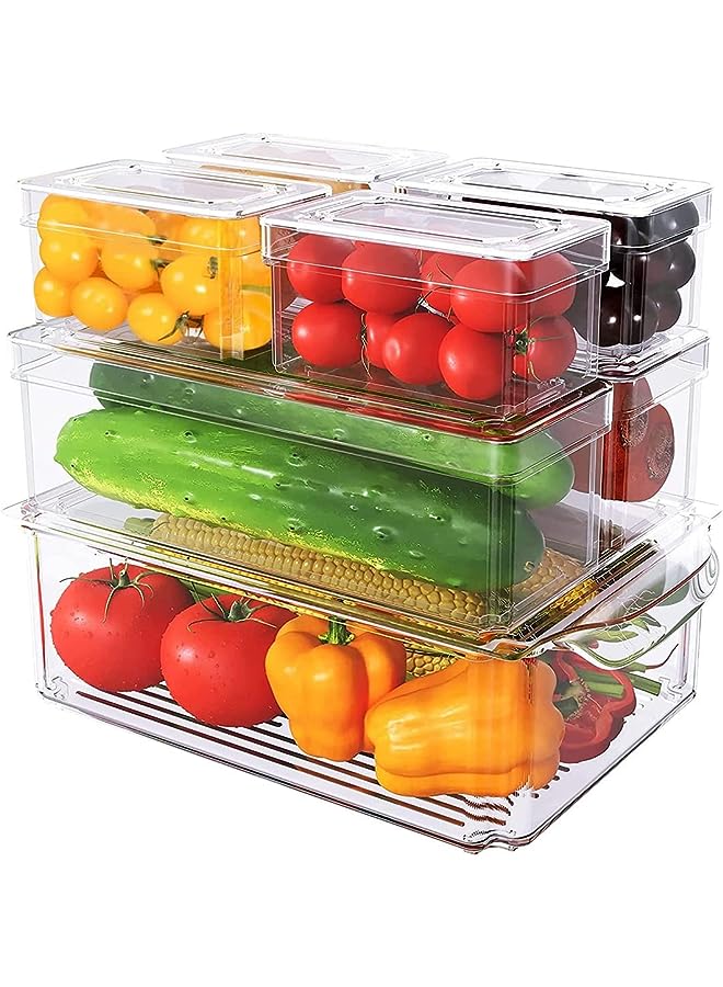 Antole Organizer Bins with Lids,ANTOLE 7 Pcs Clear Stackable Pantry Food Storage Boxes,Fridge,Cabinet,Kitchen Organization and Storage Fridge Organizers and Storage Clear - Image 1