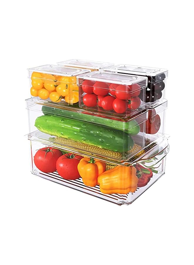 Antole Organizer Bins with Lids,ANTOLE 7 Pcs Clear Stackable Pantry Food Storage Boxes,Fridge,Cabinet,Kitchen Organization and Storage Fridge Organizers and Storage Clear - Image 2