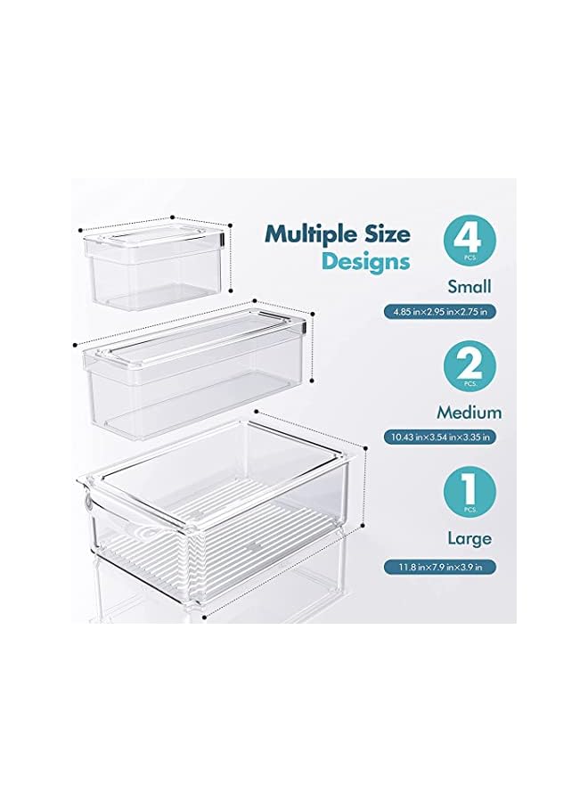 Antole Organizer Bins with Lids,ANTOLE 7 Pcs Clear Stackable Pantry Food Storage Boxes,Fridge,Cabinet,Kitchen Organization and Storage Fridge Organizers and Storage Clear - Image 3