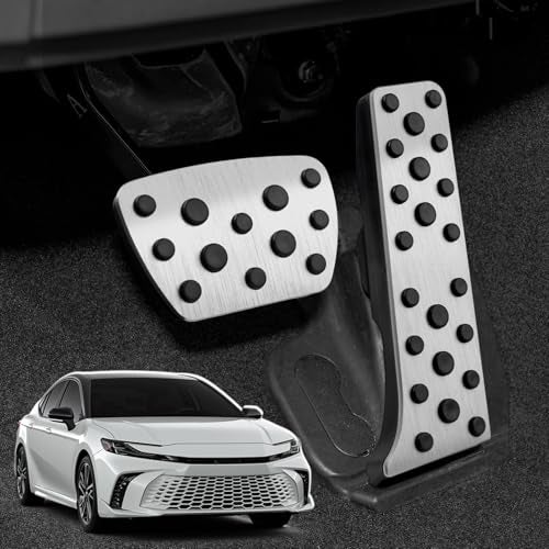 CKE for 9th Gen Camry Compatible with Toyota Camry 2025 Accessories Aluminum Sporty Car Pedals Foot Pedal Covers Brake and Gas Pedal Pads -Silver - Image 1