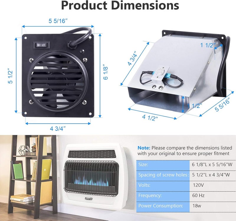 Criditpid WHF100 Vent-Free Wall Heaters Fan Blower for Mr. Heater, Dyna-Glo 30,000 BTU, Comfort Glow Vent Free Heaters, Replacement WHF100 Dyna-Glo Heater Fan Ventless Accessory Kit - Image 2