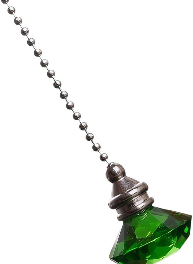 Green Crystal Fan Pull Pendant with Metal Bead Chain 50 cm - Image 2