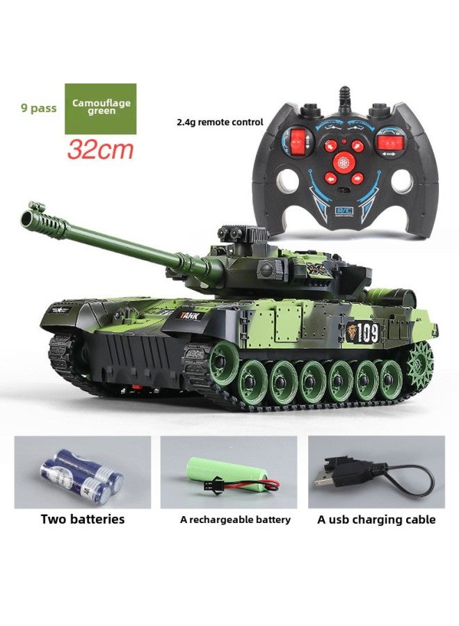 Remote Control Tank Cross-country Armored Vehicle Rechargeable Simulation Model Electric Crawler Boy Douyin-Color:T90 Remote Control Tank 778 [9-way Camouflage Green] - Image 1