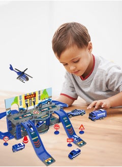 GROIC Track Car Toy Set, Toy Car Garage Diecast Vehicle Playset with 4 Cars Garage Track Set Race Car Ramp Track Toy Car Park Toys  - Image 5