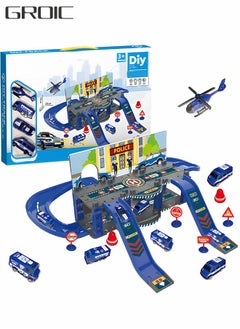 GROIC Track Car Toy Set, Toy Car Garage Diecast Vehicle Playset with 4 Cars Garage Track Set Race Car Ramp Track Toy Car Park Toys  - Image 1