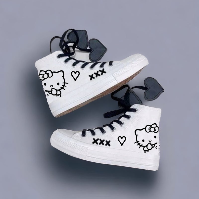Amazoon Desing Amazon Design Hello Sweet Heart Laced Sneaker Kids Sports Shoes  - Image 2