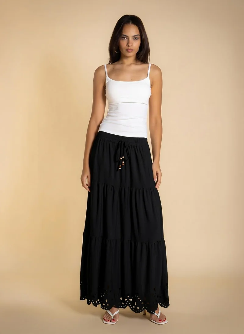 شايبس DETAIL CUTWORK MAXI SKIRT