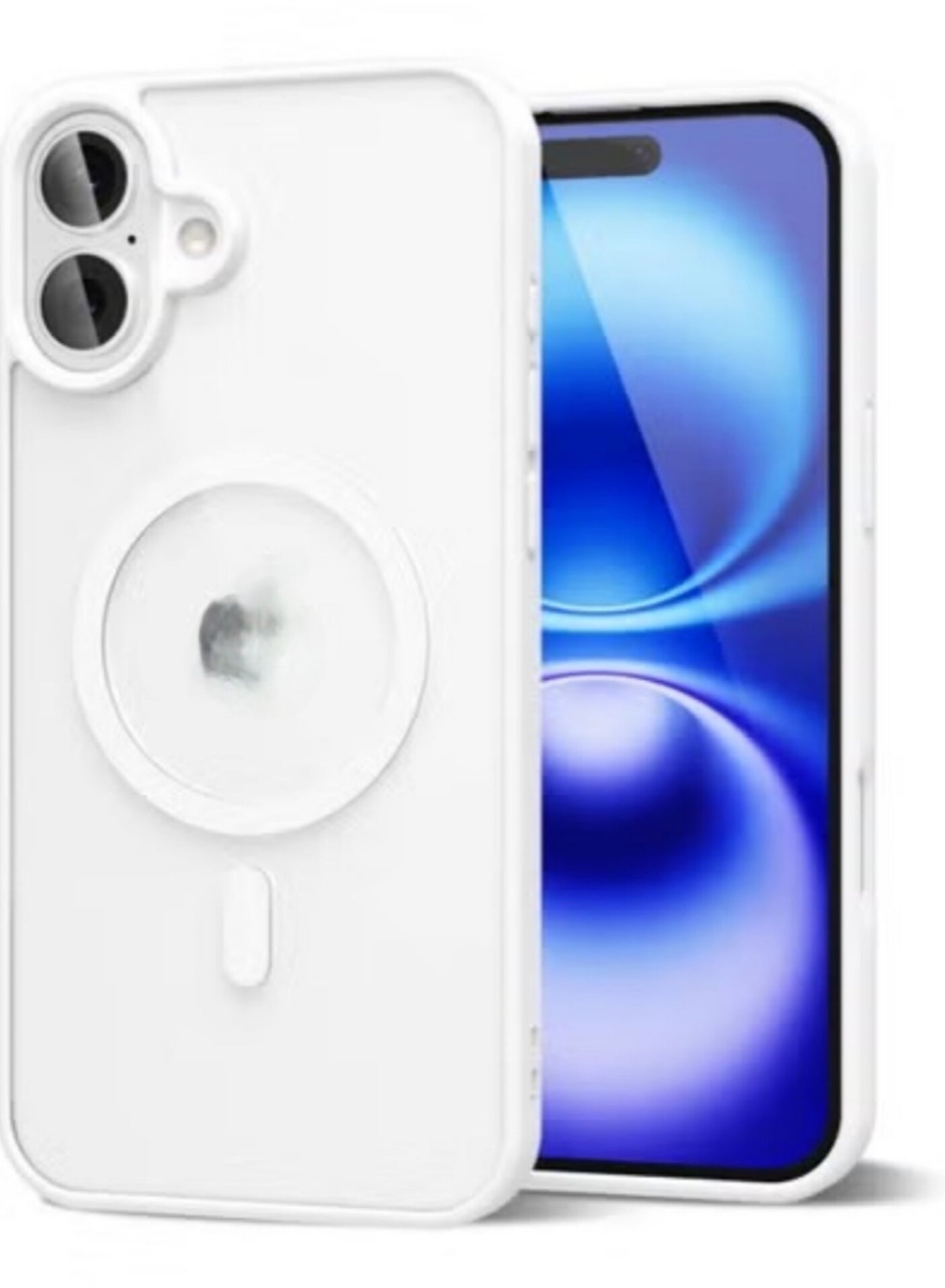 Magnetic clear case for iPhone 17, High Grade Drop Protection with Shockproof Strip, Translucent Back Phone Case | White