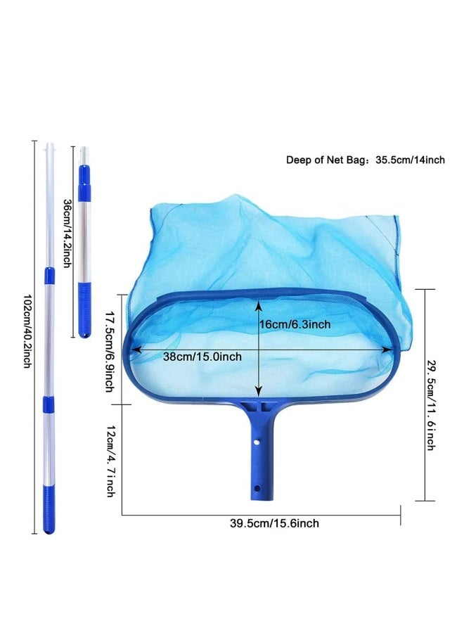 شبكة تصفية عميقة لحمام السباحة بعمود قابل للتلسكوب بطول 20-46 ، شبكة دقيقة لجمع الأوراق ، معدات تنظيف بركة السباحة فوق الأرض أو داخلي ، حوض استحمام ساخن ، منتجع صحي ، بركة (مع عمود)